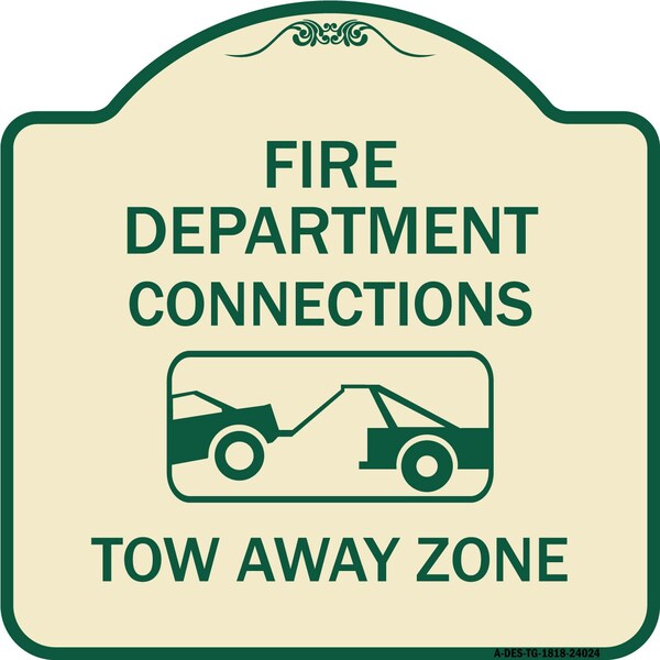 Fire Department Connection Tow Away Zone W/ Graphic Heavy-Gauge Alum Sign, 18" x 18", TG-1818-24024